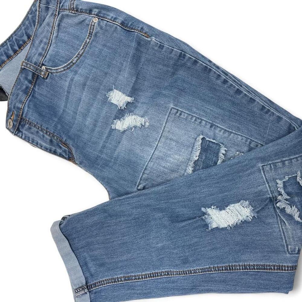 Ashley stewart blue distressed jeans